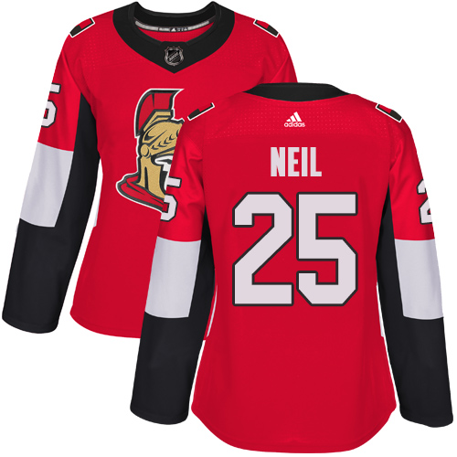 Adidas Ottawa Senators #25 Chris Neil Red Home Authentic Women Stitched NHL Jersey->women nhl jersey->Women Jersey